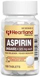 Heartland Pharma Co Aspirin 325mg NSAID Pain Reliever (100 Count) (5 Pack)