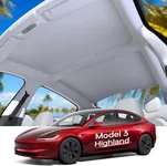 Farmogo for Tesla Model 3 Sunshade Roof [Never Sag, Nano Ice-Crystal Coatings] 2025 Upgrade Heat Insulation Glass Roof Sun Shade for Tesla Model 3 2024-2025 Interior Accessories Gray