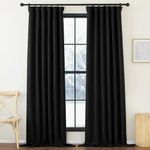 NICETOWN Blackout Curtains for Living Room 108 inches Long, Hook Belt/Rod Pocket/Back Tab Faux Linen Thermal Insulated Window Treatments Sound Reducing for Bedroom, W50 x L108, 2 Panels