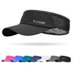 Sukeen Sports Sun Visor Men Women Lightweight Packable Cooling Stretchy Visor Hat for Running, Tennis, Golf, Black, One Size