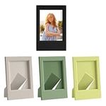 kwmobile Mini Picture Frame Set in Black/Light Grey/Green/Yellow - 4x Photo Frames for Instant Camera Photos - Plastic Standing Frames