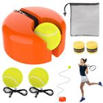 Upgraded Telescopic Tennis Trainer Rebounder Set,Solo Tennis Training Practice Equipment with 3 String Balls , Portable Tennis Trainer Rebound Ball Kit for Beginners Adults Kids Sport Exercise-Orange