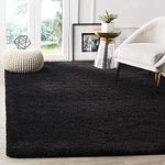 Heaven World Hand Woven Shaggy Carpet Plus Rug for Living Room, Bedroom and Polyester Anti Slip Fluffy Fur Rug Shaggy Carpet & Modern Carpet, Extra Large Shag Rug (4x6 Feet, Black)