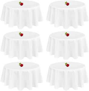 6 Pack Round Tablecloth 70 Inch Polyester Round Table Cloth White Tablecloths for Round Tables Wrinkle Resistant Washable Decorative Fabric Table Covers for Wedding Dining Party Banquet Buffet