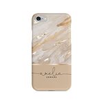 Tirita Personalised Phone Case Cover Compatible with iPhone 6 & 6s - Marble Gold Foil [02 - Beige Gold Line] PRINTED GLITTER, NOT REAL GLITTER