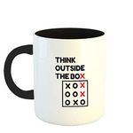 Happu - Printed Ceramic Coffee Mug, Funny & Humour Designs, Think Outside The Box, Best Gift for Colleague, Gift for Men, Gift for Artist, Gift for Office Desk, 325 ML(11Oz), 3092-BK