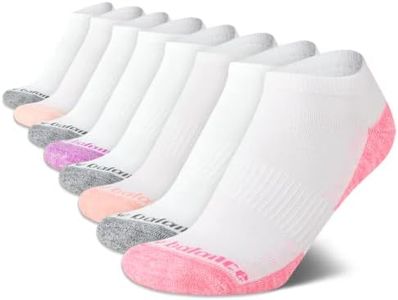 New Balance Girls' Low Cut Socks - 8 Pack Performance Cushion Comfort No Show Socks - Athletic Socks for Girls (4-10), Size Large, White Assorted