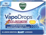 Vicks VapoDrops Xtra Strong Lemon Menthol Blast 36 Lozenges