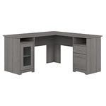 Bush Furniture Cabot L Shaped Computer Desk in Modern Gray | Corner Table with Drawers and Storage for Personal Home Office Workspace