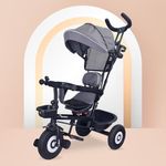 R for Rabbit Tiny Toes T40 Plus Tricycles for Kids with Rubber Wheels, 360° Rotatable Seat, Storage Basket, Baby Cycle for 1.5 to 5 Years Boy & Girl with 6 Month Warranty (Grey Black)