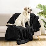 KALINCO Waterproof Pet Blanket, Liquid Proof Dog Blanket for Bed Couch Sofa, Soft Reversible Furniture Protector Cover for Small Medium Large Dogs (Black, 57"x 40")