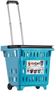 dbest products GoCart,Teal Grocery Cart Shopping Laundry Basket on Wheels