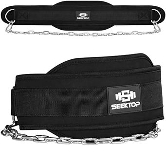Seektop Dip Belt for Weightlifting - GYM Workout Pull Ups Belt with Chain, Neoprene Waist Dip Belt Crossfit for Weight Lifting, Squat, Training, Fitness, Men & Women (Belt & Chain)