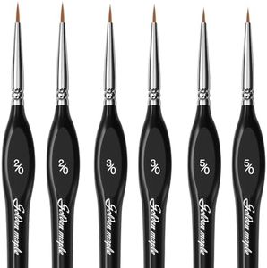 Miniatur Pinsel, 6PC Fine Detail Paint Brushes Set 2/0 3/0 5/0, Mini Small Painting Brushes für Handwerk, Acryl, Aquarell, Öl, Modell, Gesicht, 40k & Malen nach Zahlen, Citadel, Figurine, Schwarz