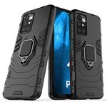 CEDO Rugged Redmi 10 Prime Defender Case | Rotating Ring Holder & Kickstand in-Built | Military Grade Armor | Bumper Back Cover (Black)