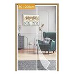 Yotache White Screen Doors with Magnets 80 x 200 cm, Reinforced Polyester Anti-Tearing Mosquito Door Net Keep Fly Bug Out