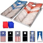 GoSports Rustic Red & Blue Design Cornhole Game Set, Regulation Size