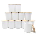 SHOWIN 14 OZ Thick Candle Jars for Making Candles 12 Pcs, 3 Wick Empty Jars with Wood Lids for Candle Making, Sample Container - Dishwasher Safe,Matte White