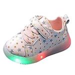 Light Up Toddler Boys Shoes Lightweight LED Flashing Breathable Mesh Walking Sneakers for Toddler and Little, Pink, 9.5 US Toddler