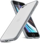 EGOTUDE Dual Layer Hard Back Translucent Hybrid Bumper Cover Case for iPhone SE 2020 / iPhone 8 / iPhone 7 (TPU+Plastic, Grey)