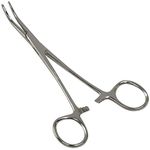 MABIS Precision Kelly Forceps Locking Tweezers Clamp, Silver, Curved, 5-1/2 Inch