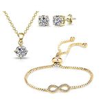 Philip Jones Gold Plated Infinity Friendship Set Created with Zircondia® Crystals