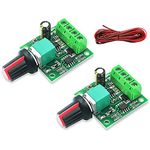 RUNCCI-YUN 2pcs DC 12v PWM motor speed controller,1.8V 3V 5V 6V 12V 2A Speed Adjustable Switch Module, Variable Voltage Regulator Dimmer Governor Switching Build with LED Indicator and Switch Function