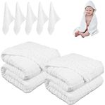 Yo YoYoFlex 100% Muslin Baby Bath Towel &Washcloths Set,Soft Newborn Baby Towel for Sensitive Skin, Baby Registry as Shower Gift-5pcs 30x30cm Baby Washcloths + 2pcs 105x105cm Baby Bath Towels