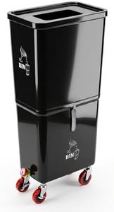 Beverage Bin Black Dual-Compartment Drink Dump Bin with Locking Wheels, HDPE, 16x10x36 Inches, for Bars, Restaurants & Events