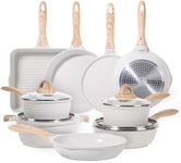 JEETEE Pots and Pans Set Nonstick Kitchen Cookware Sets Induction Granite Cooking Pot Set w/Frying Pan, Saucepan, Sauté Pan, Egg Pan, Cooking Pots, PFOA Free (Beige 23 Pcs)