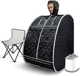 Smartmak Full Body Home Steam Sauna Kit, Portable Lightweight Personal Spa Saunas, 2L&900W Steam Generator with Protection & Remote Control, Foldable Chair Included for Relaxation-BlackGrey