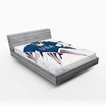 Lunarable Sports Fitted Sheet, USA Hockey Goalie Protection Jersey Sport Wear Activity Hobby Illustration, Bed Cover with All-Round Elastic Deep Pocket for Comfort, Full Size, Burgundy Blue White