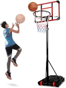 Yes4All Portable Basketball Hoop, 5.8-7ft Adjustable Height Portable Basketball Goal for Indoor, Outdoor, Pool with PC Backboard and Stable Base