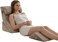 Qirroboni 4PCS Orthopedic Bed Wedge Pillow Set, Adjustable Pillows for Neck, Back and Leg Pain Relief Comfortable & Post Surgery Foam - Heartburn, Anti Snoring, Acid Reflux & GERD Sleeping Brown