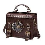 HUAXM Vintage Steampunk Backpack Retro Gothic Handmade Leather Messenger Bag Middle Ages Crossbody Handbag for Laptop Briefcase Satchel Bag