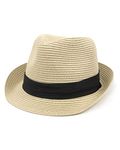 Zylioo XXL Oversize Straw Trilby Hat,Big and Tall Short Brim Panama Hats,Roll Up Summer Fedora Hat