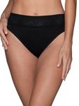 Vanity Fair Women's Effortless Panties for Everyday Wear, Buttery Soft Fabric & Lace, Hi Cut - Black, 8