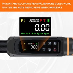 Uharbour 1/2" Digital Torque Wrench – Carbon Fiber, 3-200 Nm, LED Alert