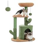 PAWZ Road Cactus Cat Tree, [33''=84CM] Indoor Cat Tower with Sisal Covered Scratching Post, Cozy Condo, Plush Perches and Fluffy Balls for Small&Medium Cats