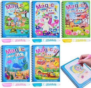 Lanvixo Libro Magico Pintar con Agua, 5 Piezas Reutilizable Magic Water Book Libro para Colorear Libro de Dibujo de Agua Mágica para Niños Niñas, A