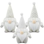 Gehydy Set of 3 Christmas Gonk Decorations Handmade Gnome Plush Stuffed Xmas Decor for Home Kitchen Farmhouse - White