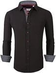 ALEX VANDO Mens Button Down Shirt Regular Fit Long Sleeve Casual Dress Shirts for Men,Black,XL