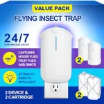 Husaco Flying Insect Trap, Compatible with ZEVOM364A Refill, 2 Plug-in Base + 2 Cartridge