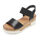 DREAM PAIRS Women's Open Toe Ankle Strap Casual Flatform Platform Sandals,Size 11,REED-2-Black,Reed-2