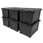 IRIS USA 75.7 L (20 Gallon) Lockable Storage Totes with Lids, 6 Pack, Heavy-Duty Stackable Containers, Garage Organizing Bins Moving Tubs, Rugged Sturdy Equipment Utility Box - Black