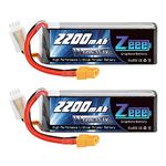 Zeee 3S 2200mAh Lipo Battery 11.1V 120C with XT60 Plug Soft Case Graphene Battery for RC Models RC Boat FPV Drone Quadcopter Helicopter Airplane RC Car(2 Pack)