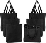 Segarty Black Canvas Tote, 6 Packs 16x15 inch Canvas Bags with Zipper, 12Oz Heavy Duty Canvas Reusable Grocery Shopping Bags, Plain Bag for Women Crafts Painting Embroidery, Gift Bags Bulk