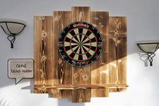 WDS Darts Sports Wooden Dartboard Surround, Premium Dart Wall Protection & Tablet Holder, Powered by “Maximiser” Max Hopp (Catch Ring, Dart Border), Burned look, OHNE Tablet-Halter