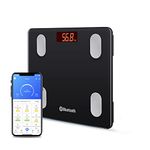 Bluetooth Body Fat Scale Digital Bathroom Scales iOS Android app Wireless Body Composition Monitor for Body Weight Body Fat, BMI, Water, Muscle Mass Bone (Black With Red LED Display)