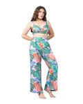 EROTISSCH Women's Green Tropical Printed Beach Wear (Size S)